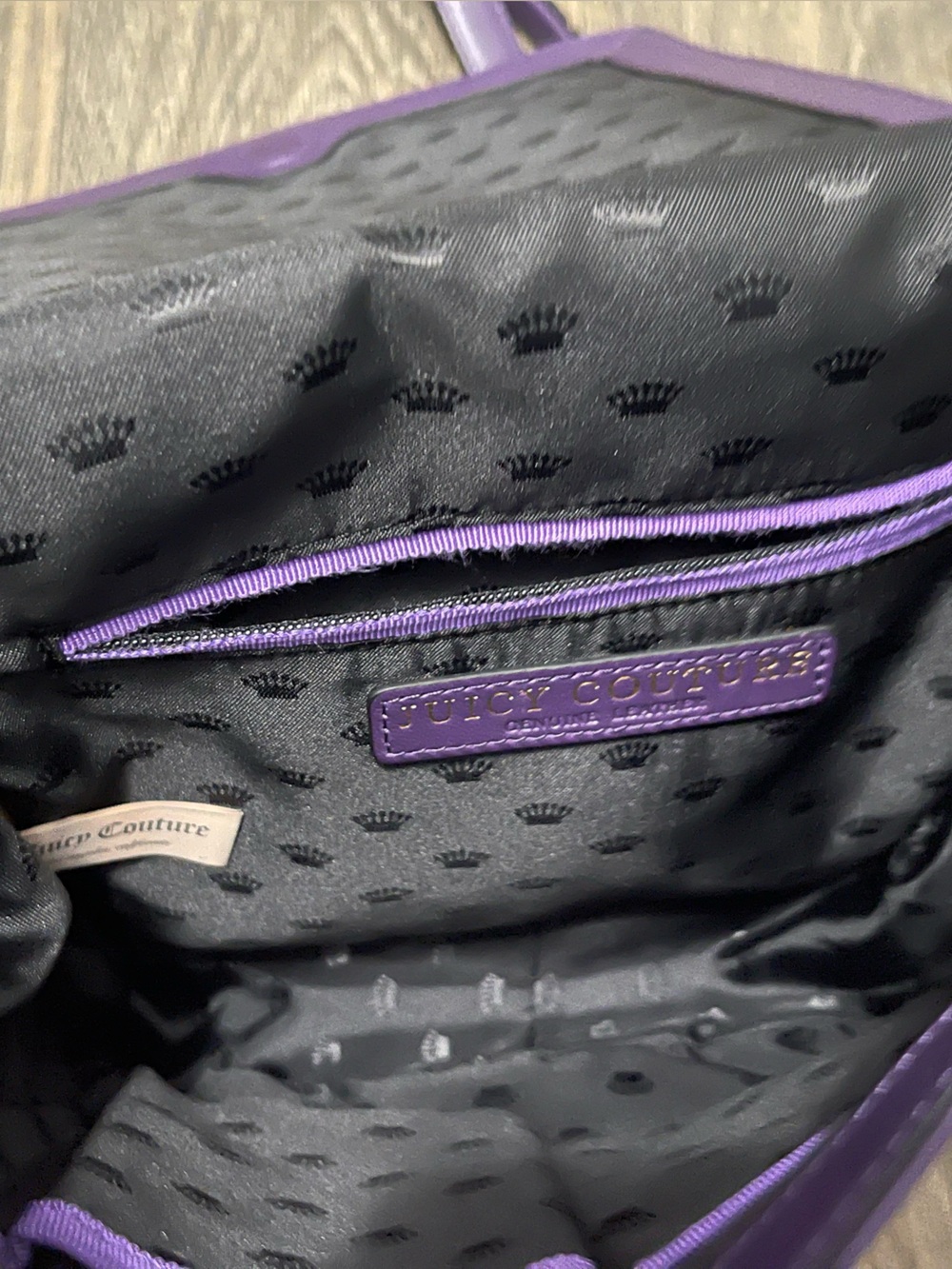 Vintage Juicy Couture Olvera Purple Carved Leather Crossbody Bag Y2K - Picture 9 of 14